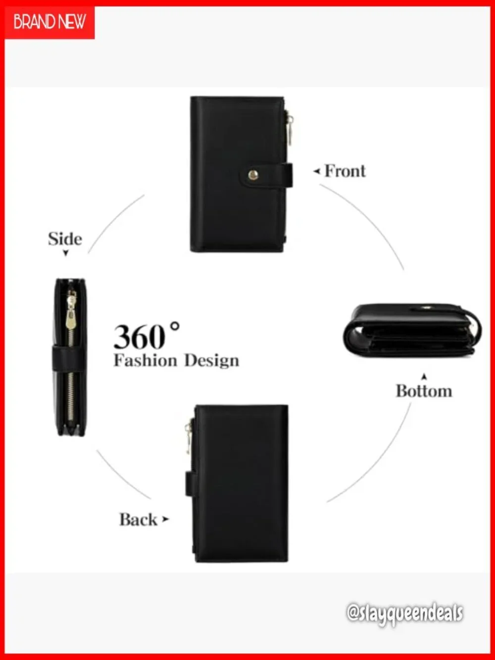 Large Capacity RFID Blocking Vegan Leather Trifold Wallet with Pen Holder
